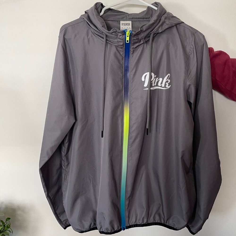 PINK Victoria’s Secret Rainbow Zip Active Jacket / Windbreaker, Size M - L